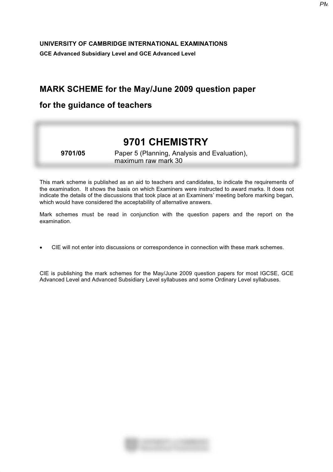 June 2009 MS - Paper 5 CIE Chemistry A-level_ddsecib48wp_page1