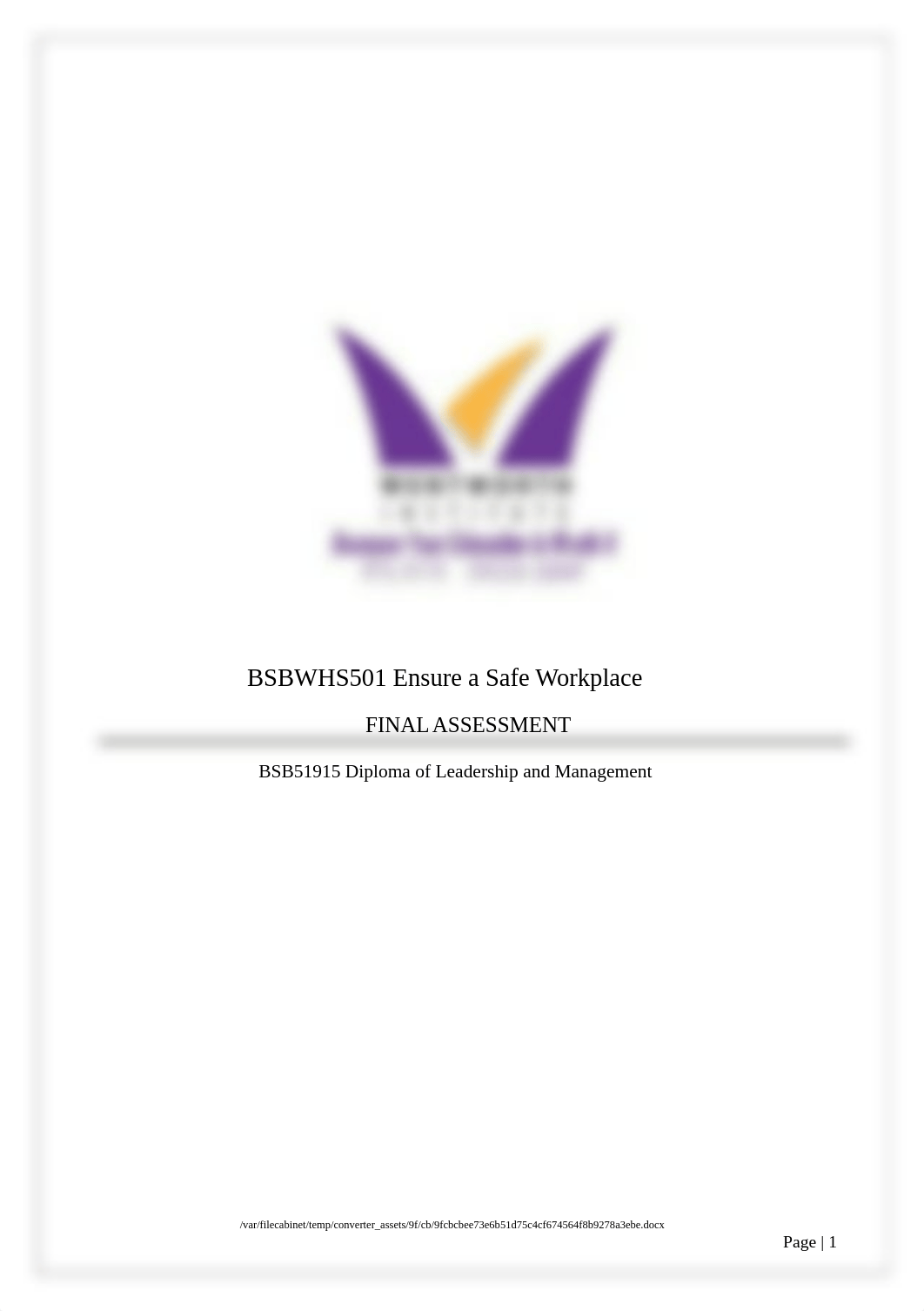 Ensure a Safe Workplace Final Assessment- Yawei Li(David) 170703.docx_ddsih3p7op6_page1