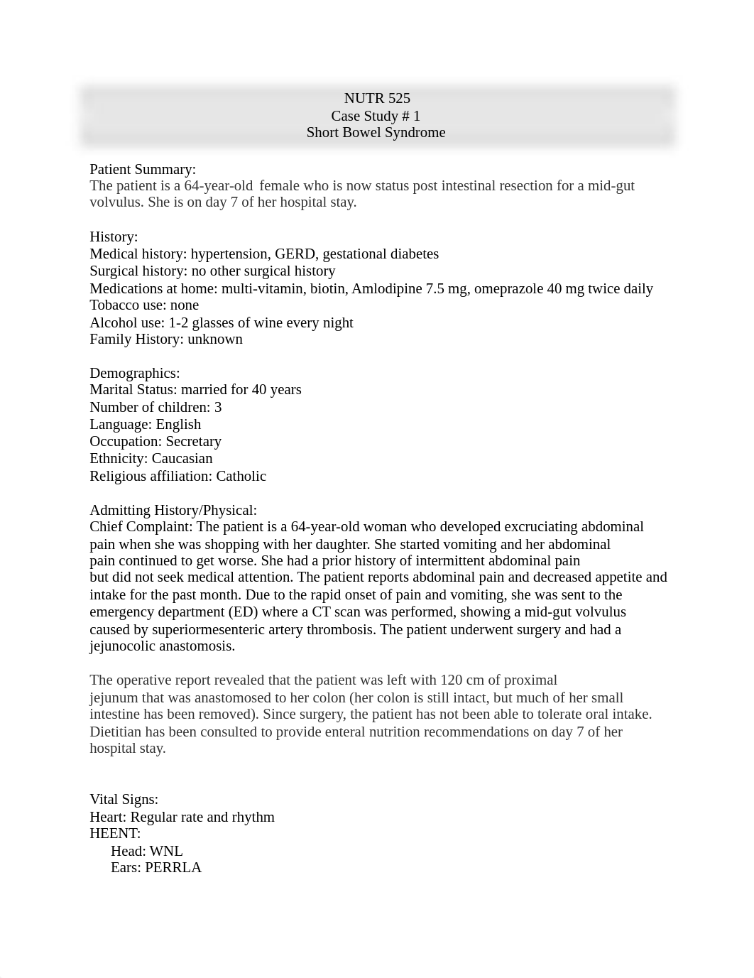 NUTR 525 Case Study #1 Short Bowel Syndrome .doc_ddsjjf311ea_page1