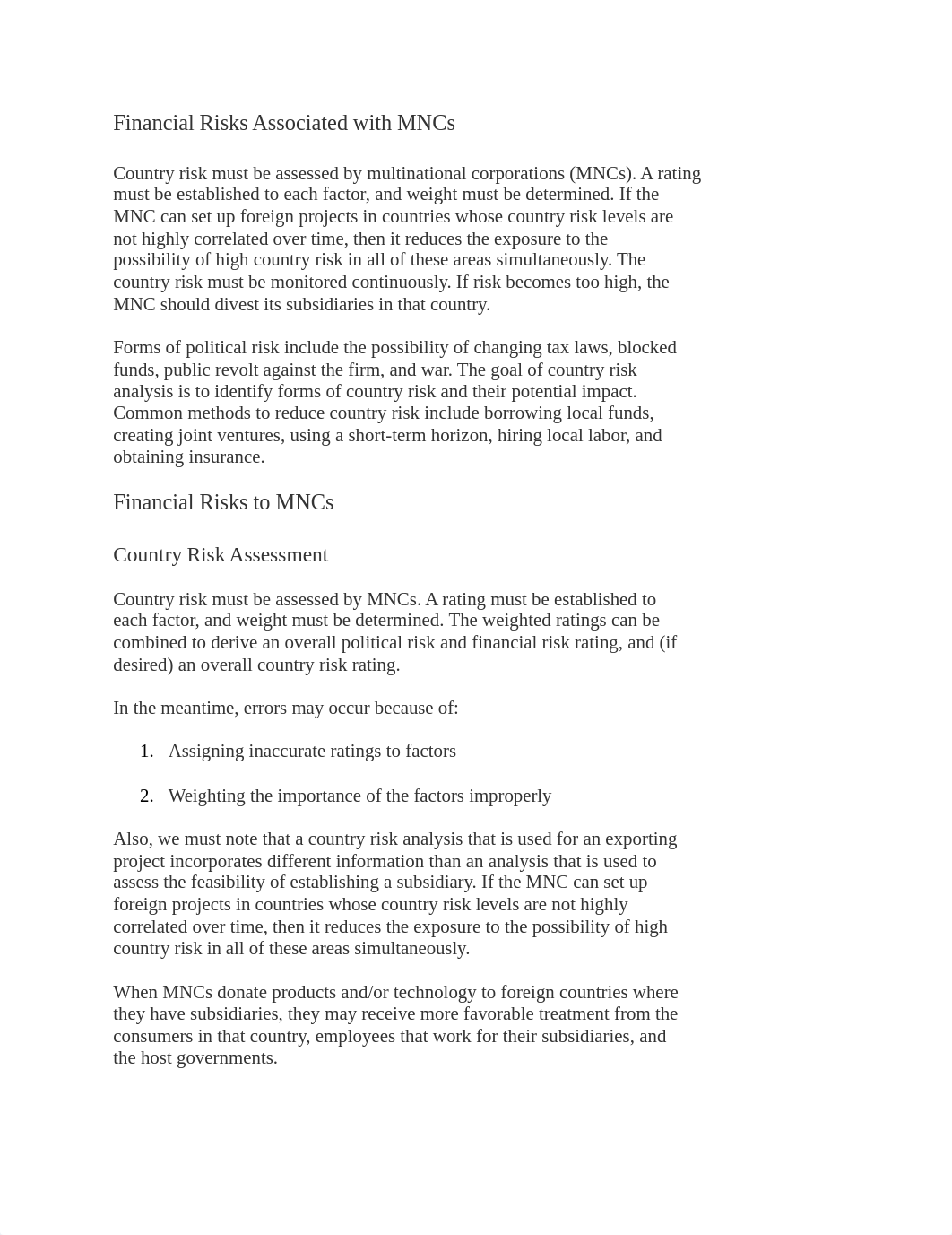 Financial Risks Associated with MNCs also mike.docx_ddsp2tgk4jo_page1