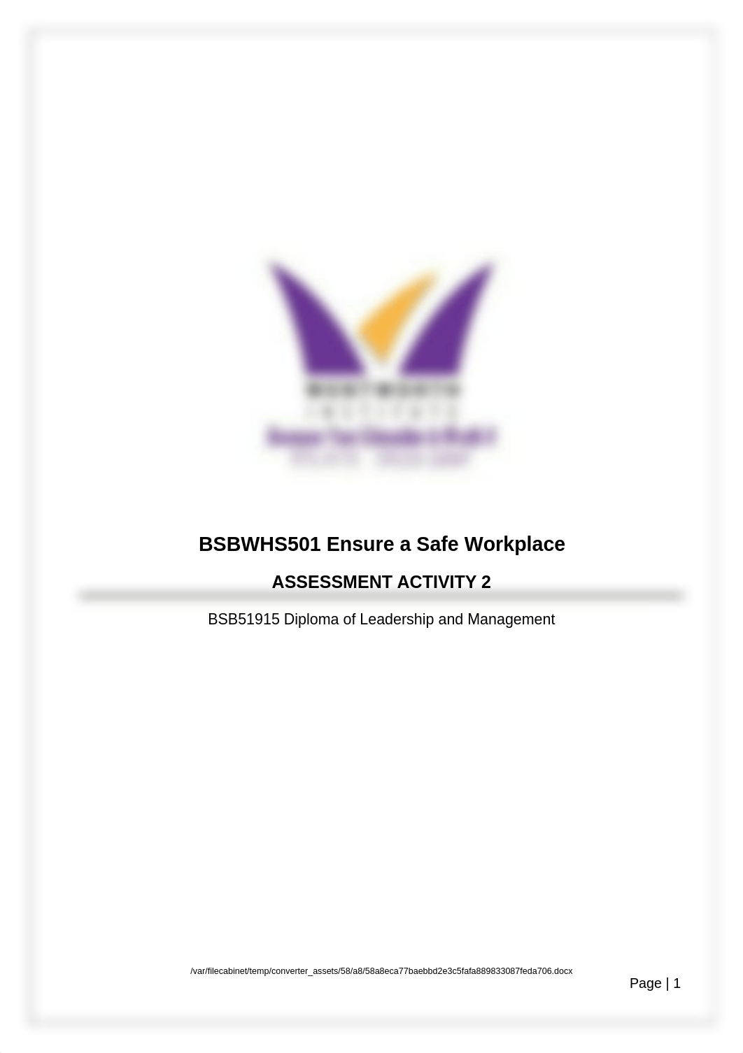 Ensure a Safe Workplace  Assessment 2- Yawei Li(David) 170703.docx_ddsx392zqcn_page1