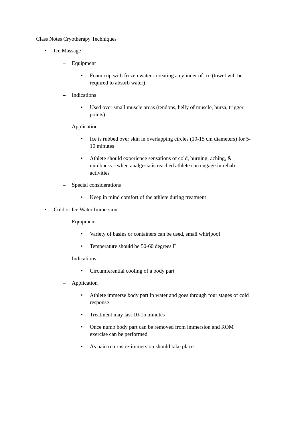 Class Notes on Cryotherapy Techniques_ddtsjipd6n1_page1