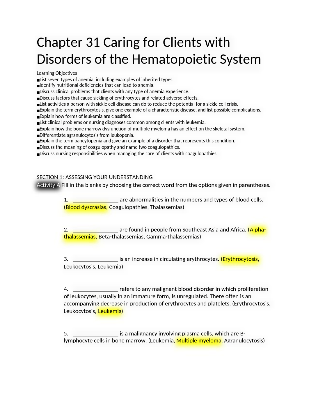 Chapter 31 Caring for Clients With Disorders of the Hematopoietic System.docx_ddvn23r9mu4_page1