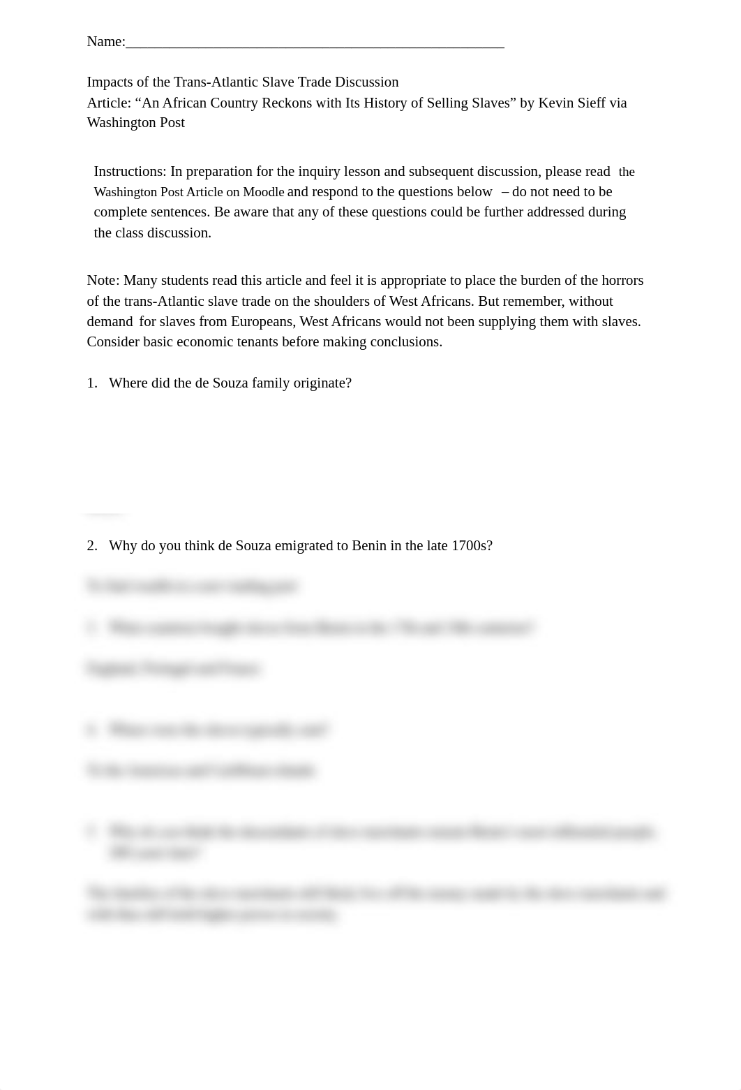 Trans-Atlantic Slave Trade Discussion - WaPo Article Questions.pdf_ddvuzsfuxck_page1