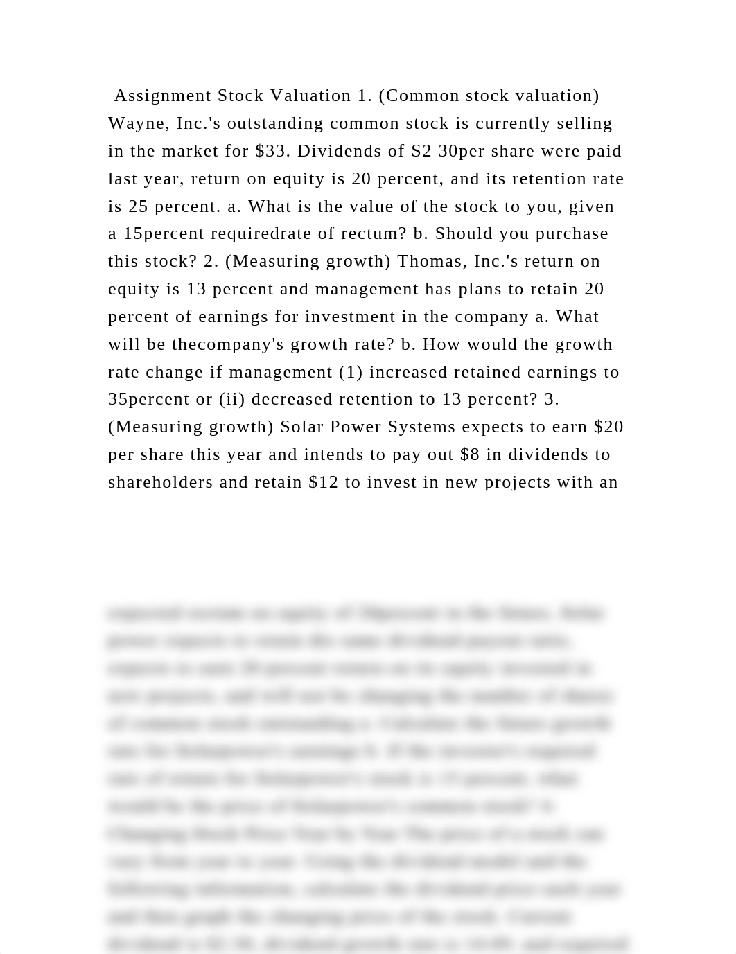 Assignment Stock Valuation 1. (Common stock valuation) Wayne, Inc.s .docx_ddwn2qby454_page2