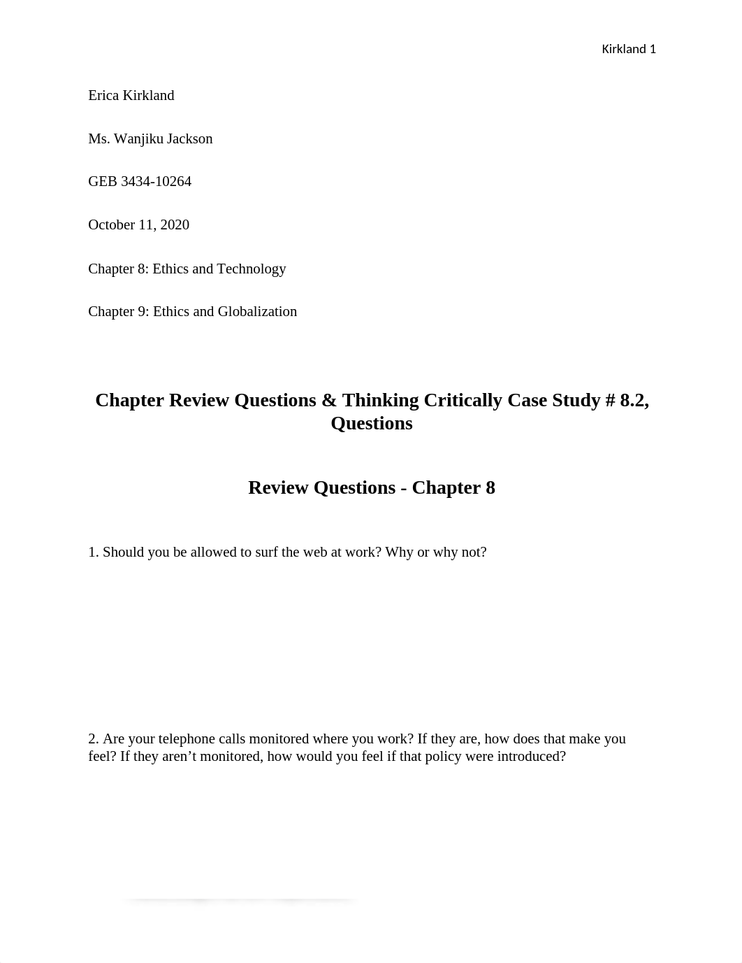 GEB 3434 - Chapter 8 Ethics and Technology and Chapter 9 Ethics and Globalization.docx_ddwprwaoo1z_page1