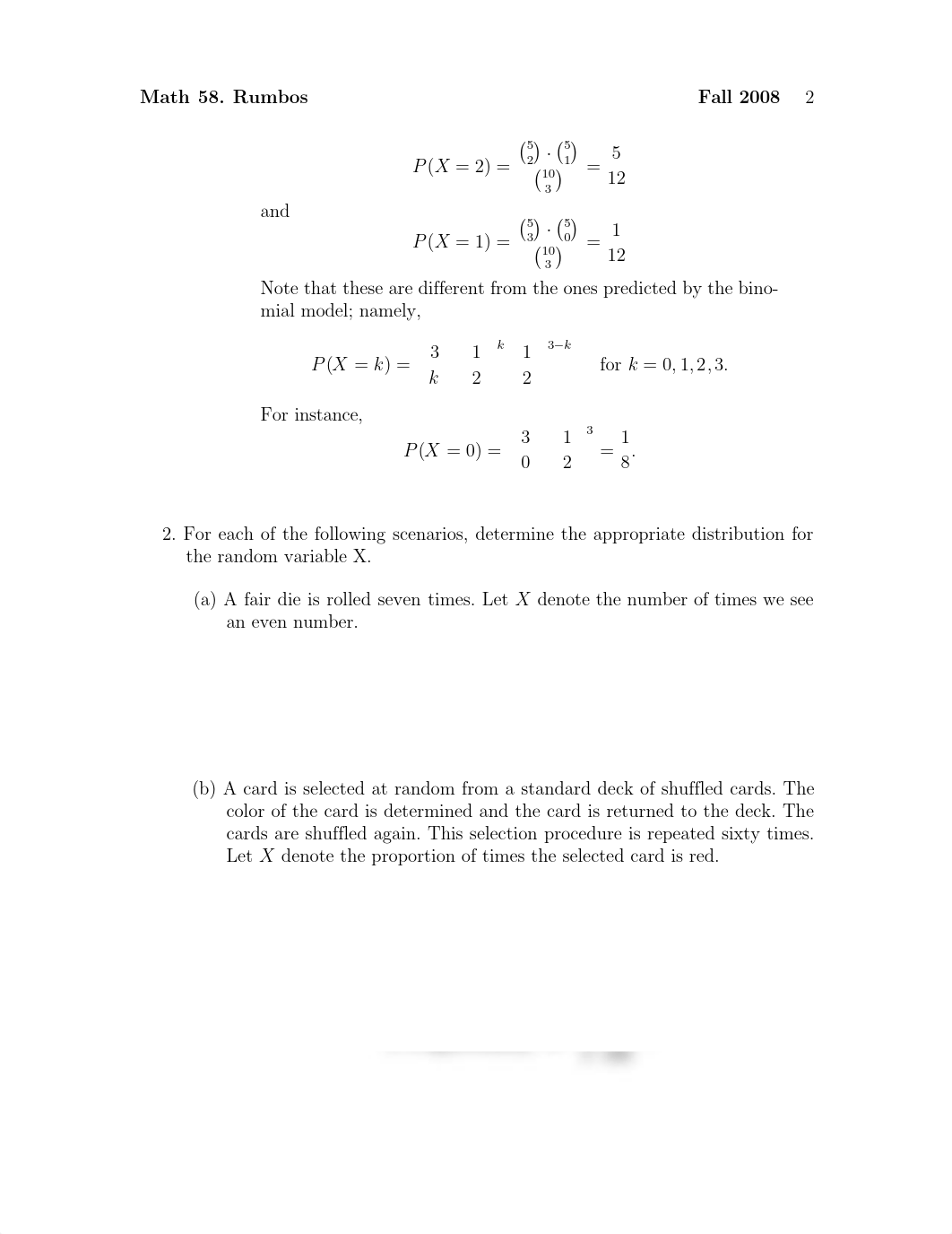 Exam 2 Review Problem Set Solution Fall 2008 on Introduction to Statistics_ddxbughdk5e_page2