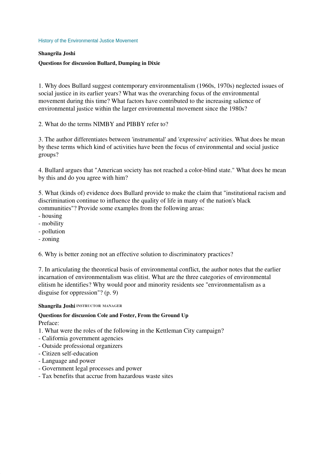 History of the Environmental Justice Movement Discussion Questions_ddxfe3rxcs8_page1