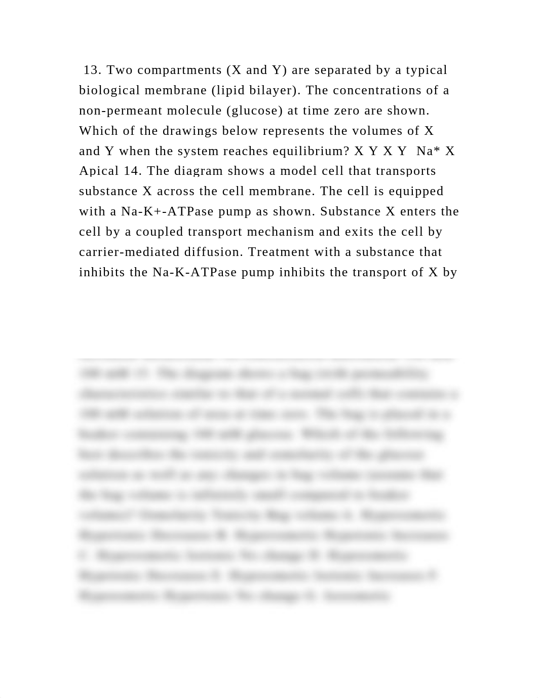 13. Two compartments (X and Y) are separated by a typical biological .docx_ddxt80x43bh_page2