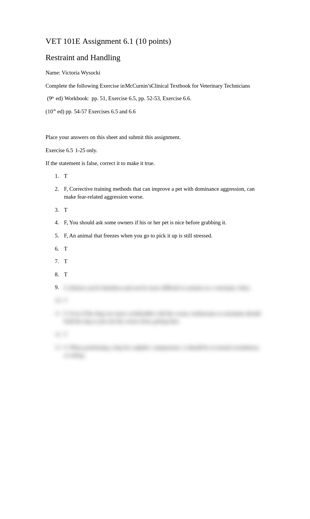 VET101E Assignment 6.1 Restraint and Handling answered.docx_ddy2x674teb_page1