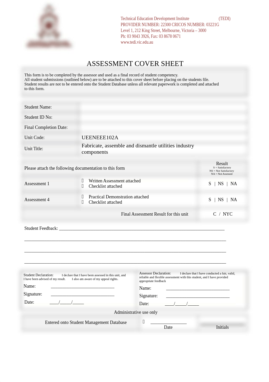 UEENEEE102A_Student Assessment.doc_ddy5phm9amx_page1