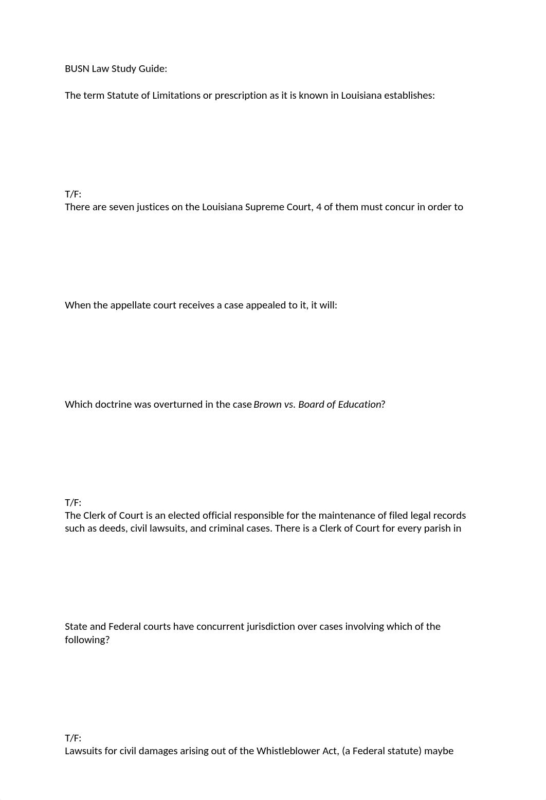 BUSN Law Exam I Study Guide.docx_ddyltg626r5_page1