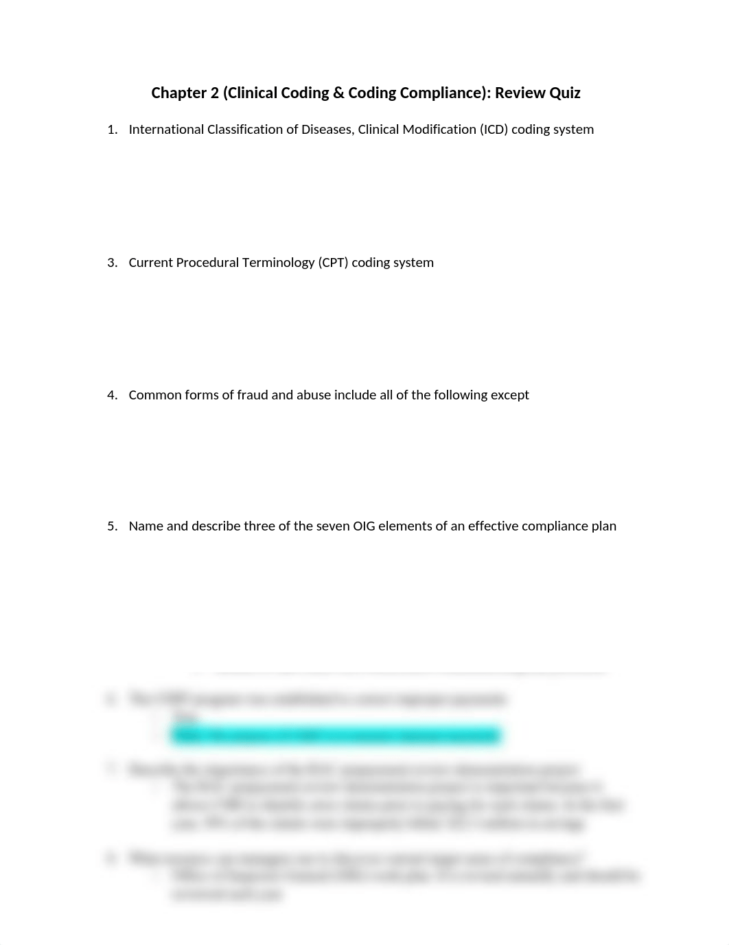 Chapter 2 (Clinical Coding & Coding Complaince)- Reivew Quiz.docx_ddz41478pph_page1