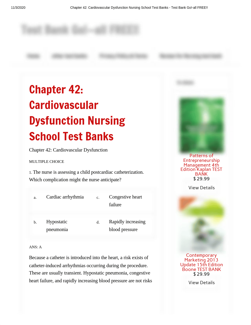 Chapter 42_ Cardiovascular Dysfunction Nursing School Test Banks - Test Bank Go!-all FREE!!.pdf_ddzavvlbqfg_page1