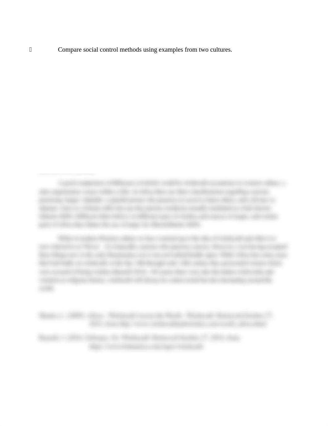 Compare social control methods using examples from two cultures.docx_ddzzj52o6j7_page1