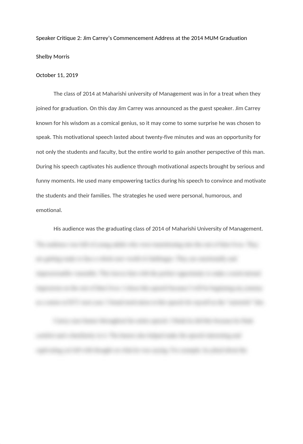 Speaker Critiques #2 - Jim Carrey Commencement Address at the 2014 MUM graduation.docx_de0c1jlh1de_page1