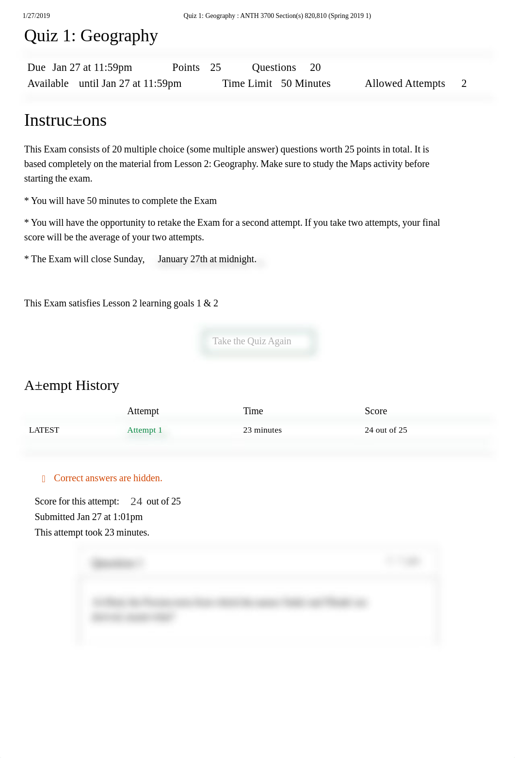 Quiz 1_ Geography _ ANTH 3700 Section(s) 820,810 (Spring 2019 1).pdf_de0i6c75odw_page1