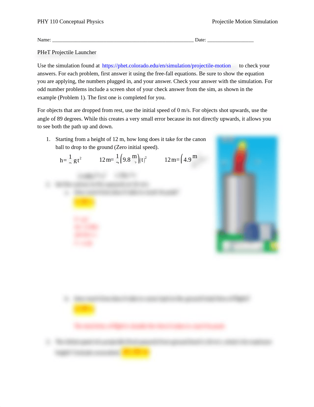 PHY110 Projectile Motion Lab.docx_de0m3gqetl6_page1