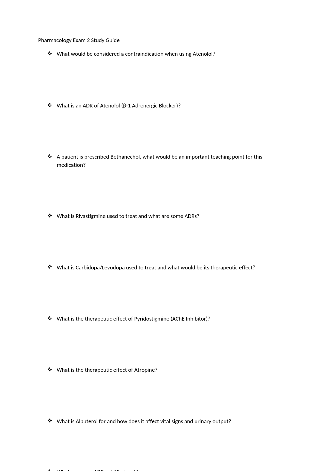 Pharmacology Exam 2 Study Guide.docx_de1i3getb0a_page1