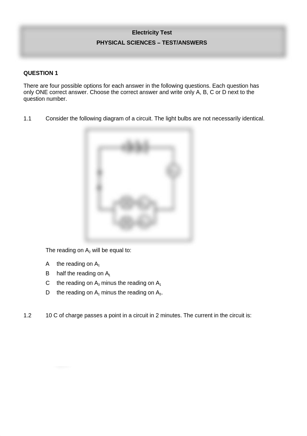 Physical Science Test on Electricity_de2byupodz9_page1