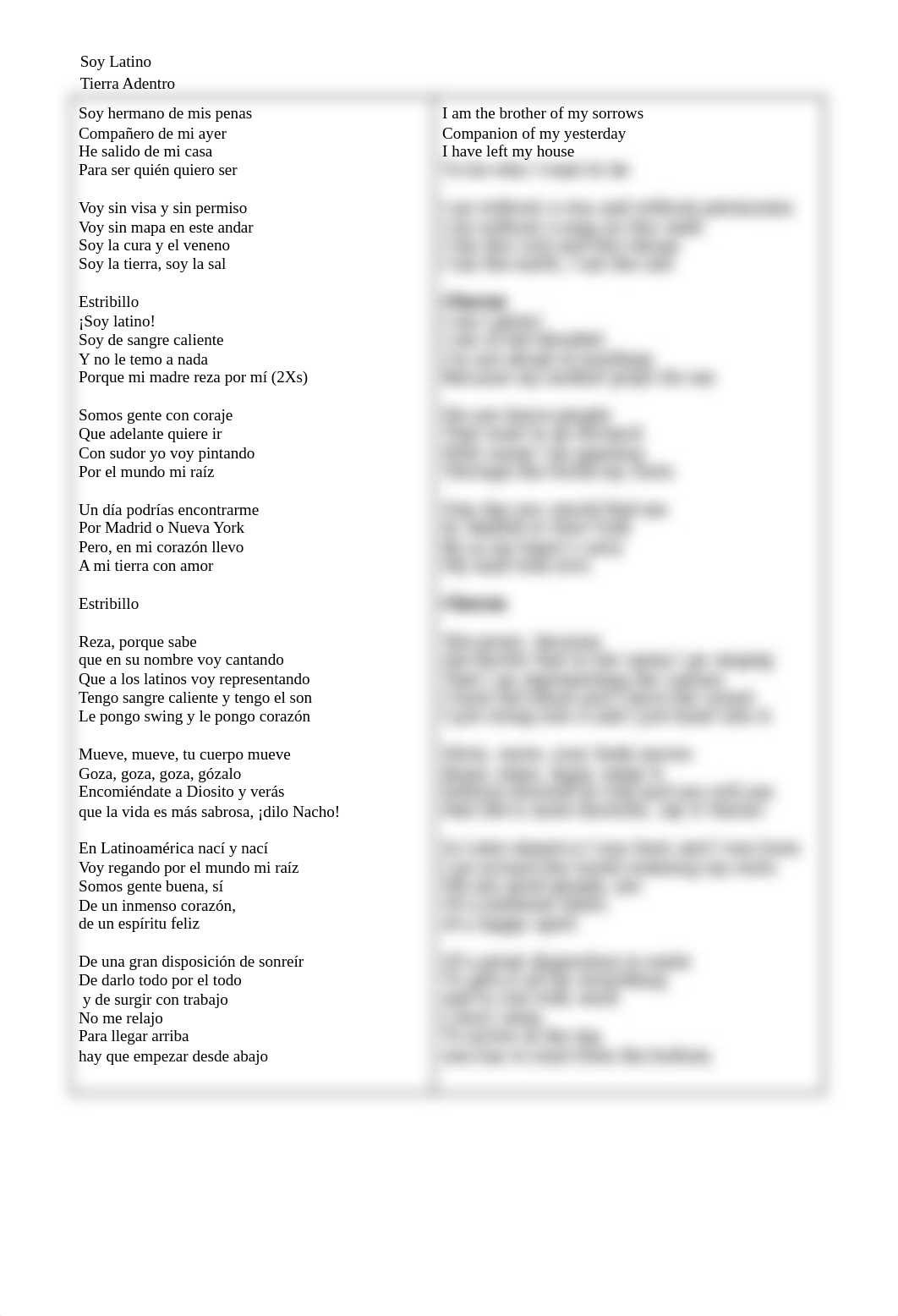 Letra - 14 - Soy Latino Tierra Adentro  lyrics Spanish and English.docx_de2k71lty0i_page1