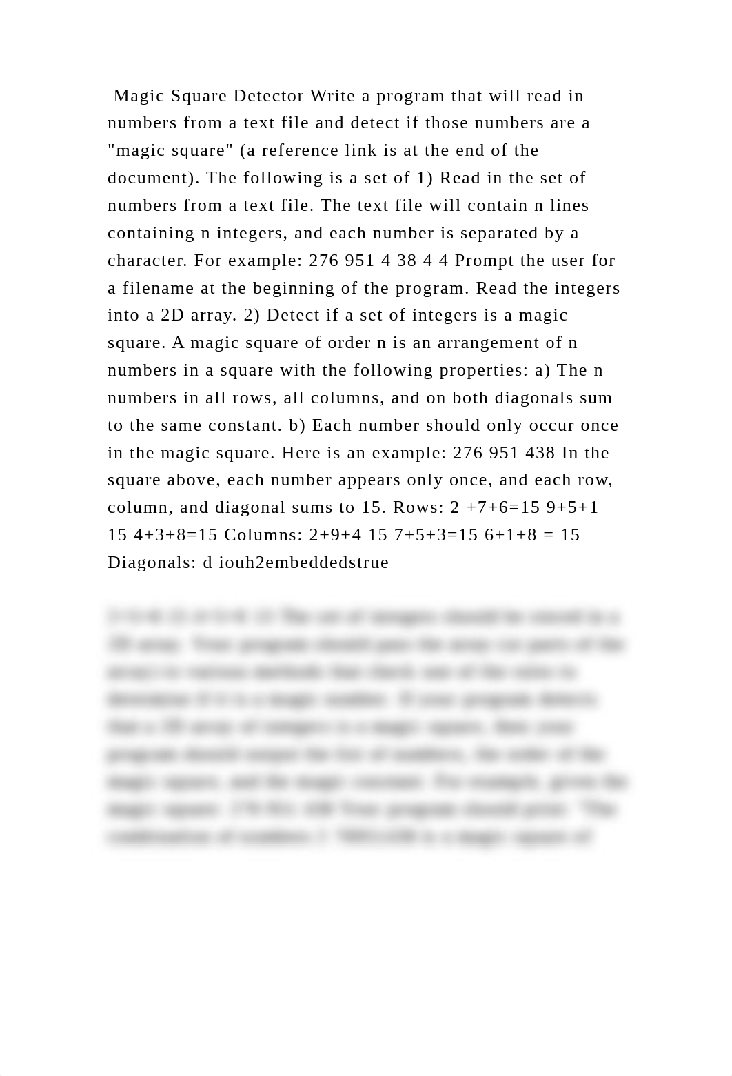 Magic Square Detector Write a program that will read in numbers from .docx_de30vr5owwf_page2
