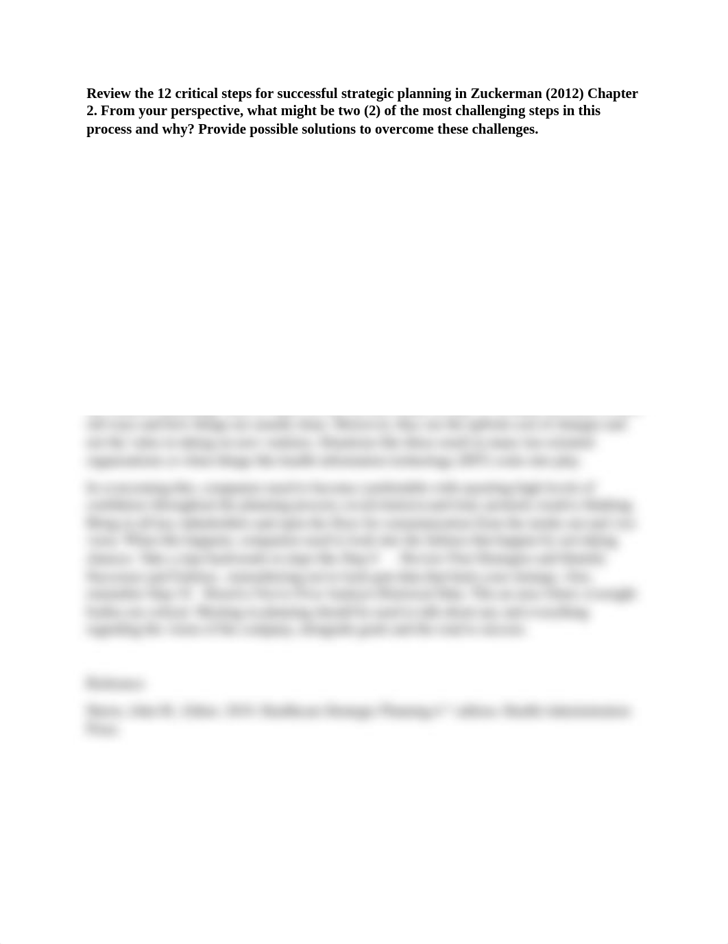 Explain the value of strategic planning for health care organizations relative to operational and fi_de3dnskqkjt_page1