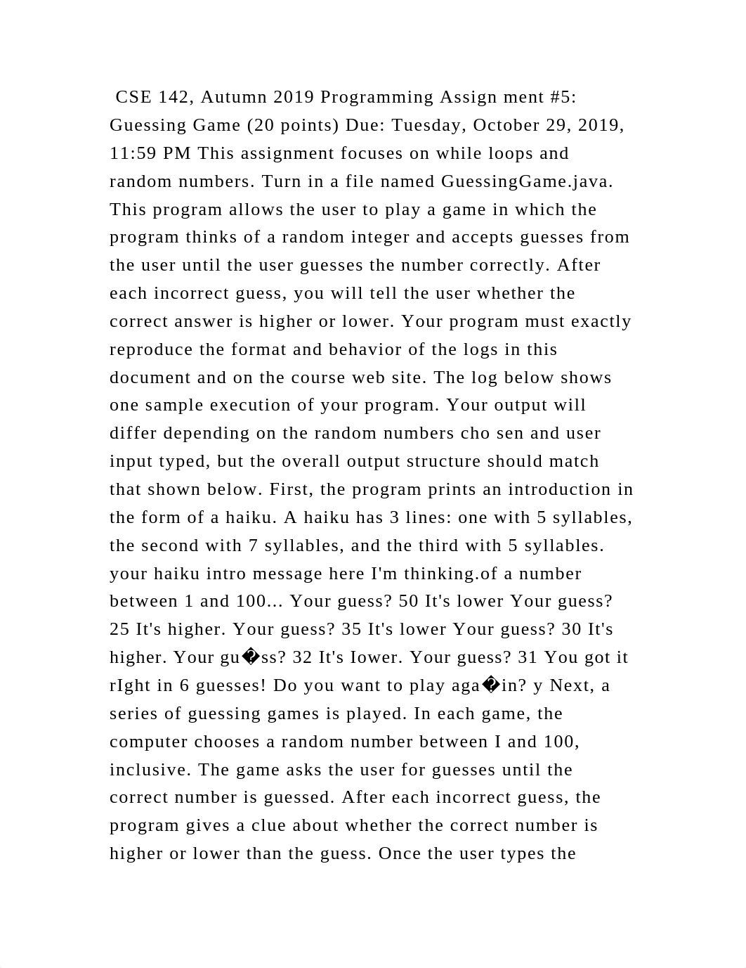 CSE 142, Autumn 2019 Programming Assign ment #5 Guessing Game (20 po.docx_de3yszlvkrc_page2