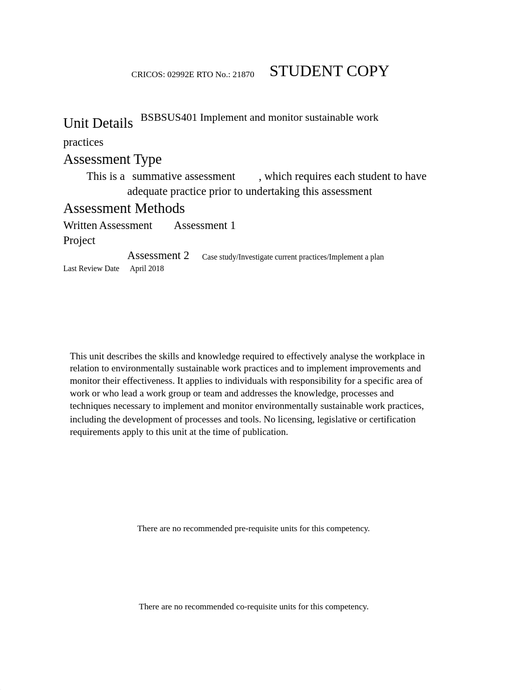 SATool - BSBSUS401 - Implement Environmentally Sustainable Work Practices - v April 2018.docx_de44ds4mmlq_page1