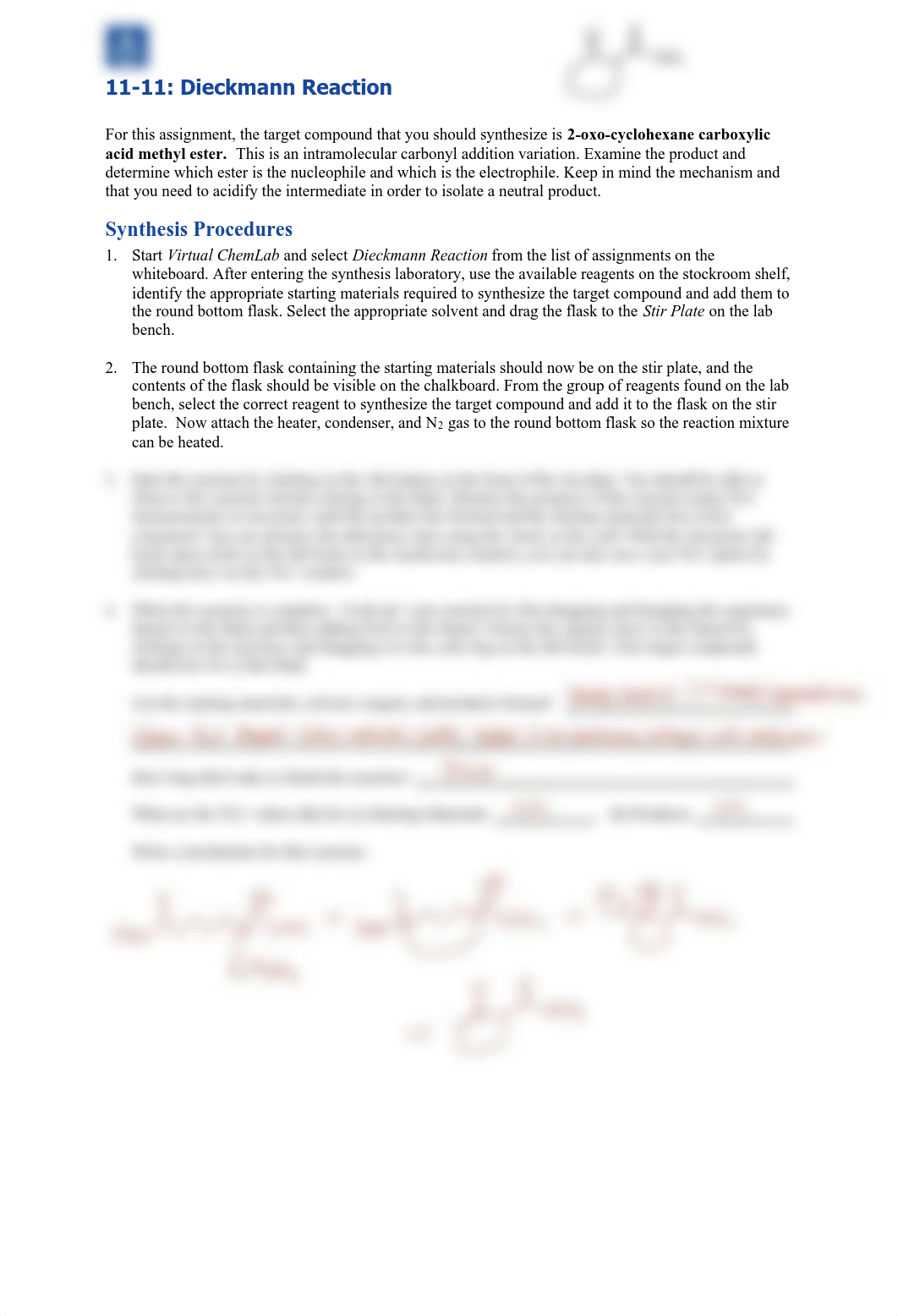 Dieckmann Reaction - Lab Module 10(1).pdf_de4cp9mjkoc_page1