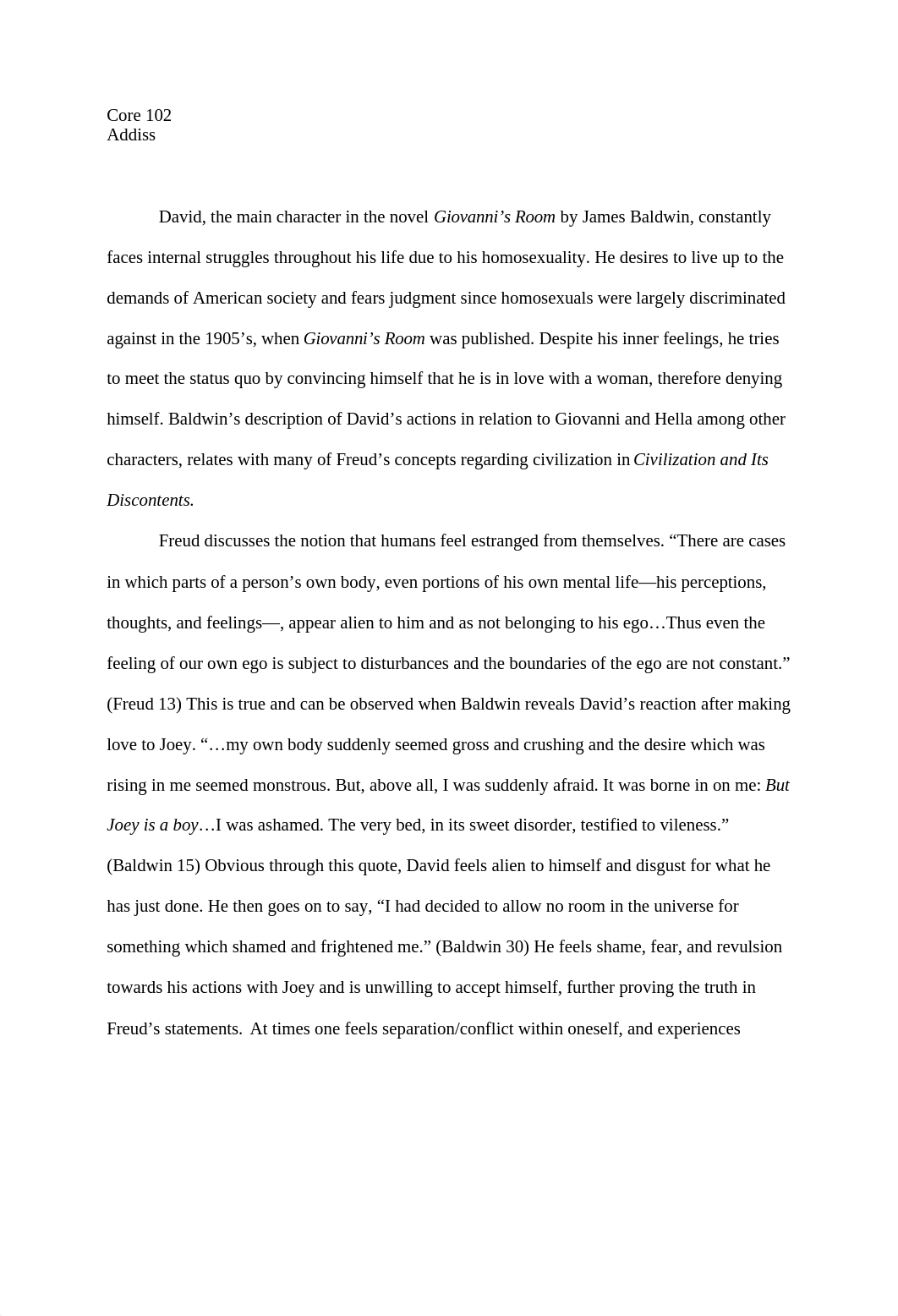 Giovanni's Room - Freud and Baldwin paper_de5m6ltttub_page1