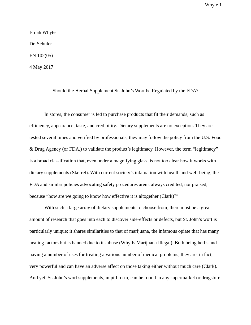 Should the Herbal Supplement St. John's Wort be Regulated by the FDA-_de6fzrbf37p_page1