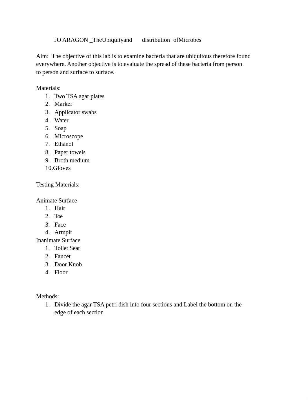 The Ubiquity of Microorganisms lab report.pdf_de704czxztg_page1