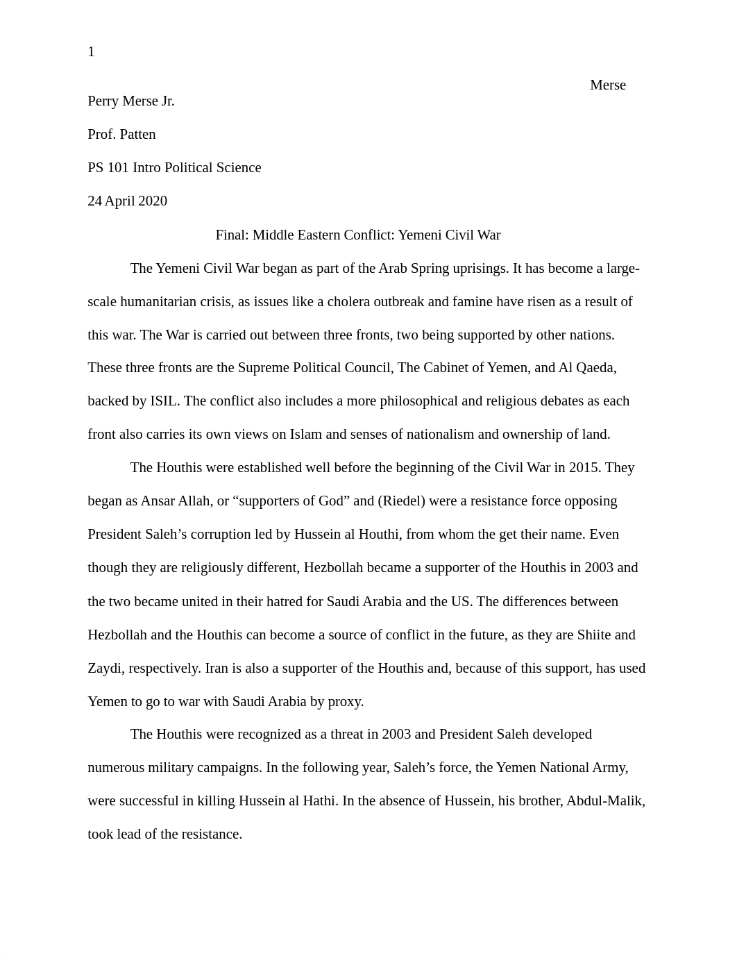 PS 101 FINAL Paper Conflict Yemen Civil War.docx_de7a8w103o3_page1