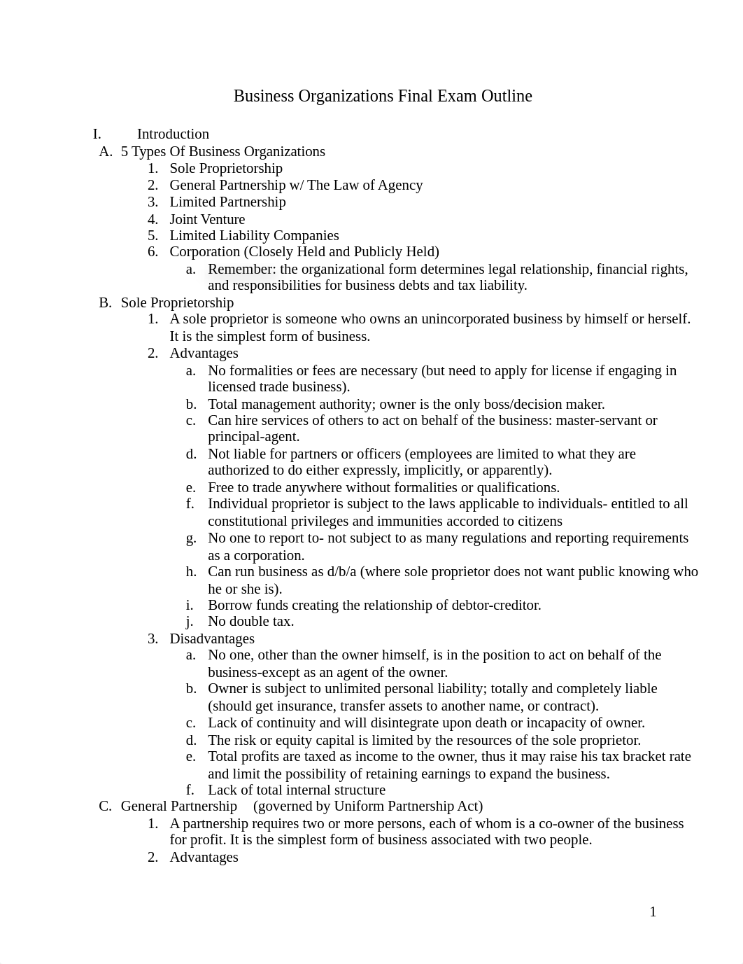 ANOTHER EXAMPLE Business Organizations Final Exam Outline.docx_de7s3758ykg_page1