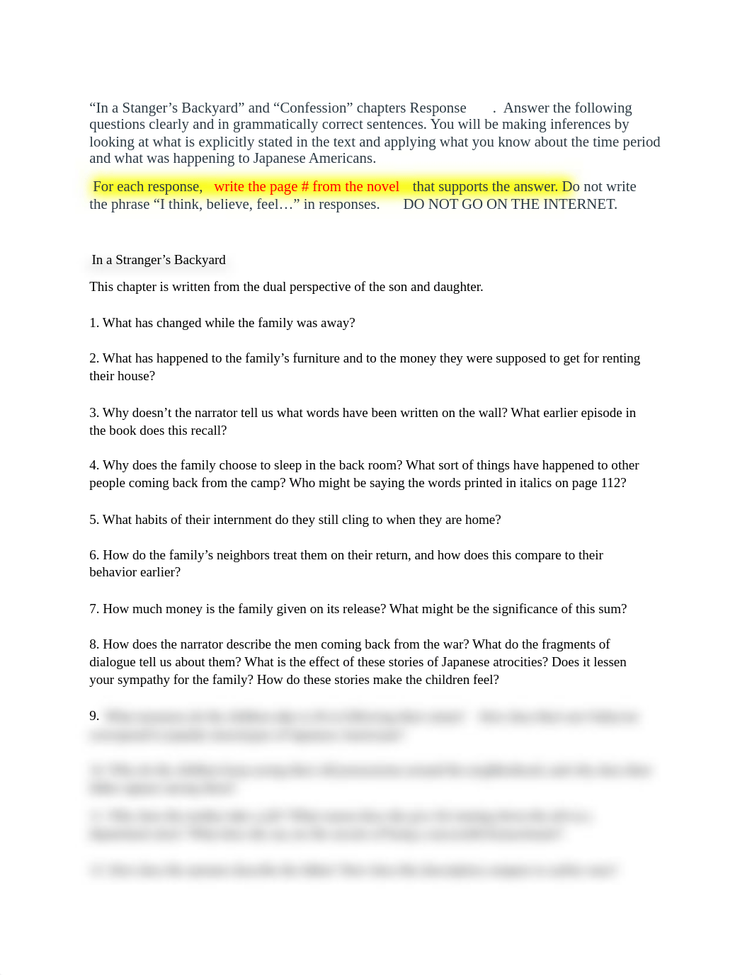 Eng 101 reading questions for In a Stranger's Back Yard and Confession.docx_de85izlulie_page1