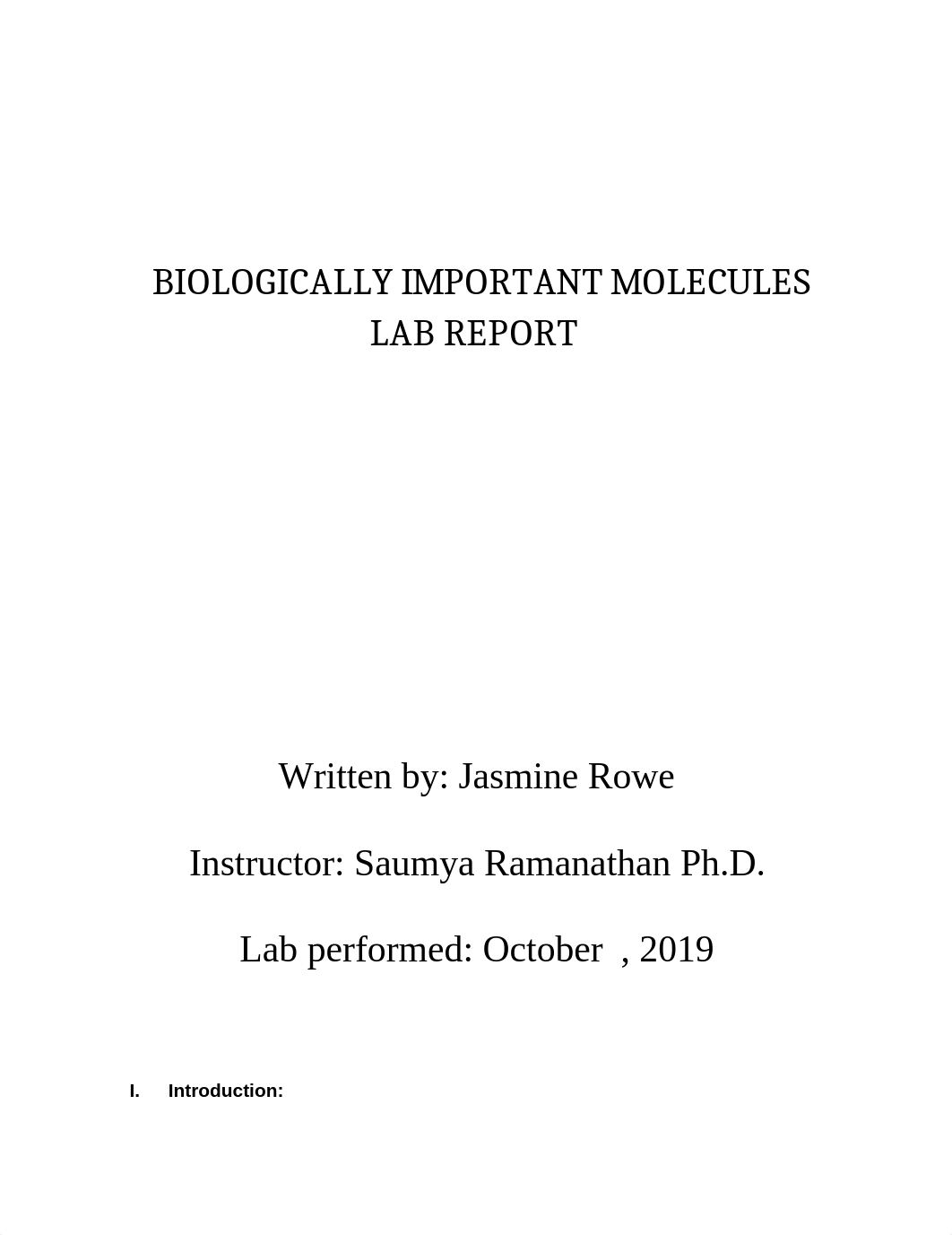 BIOLOGICALLY IMPORTANT MOLECULES LAB REPORT_dea4w4nt610_page1