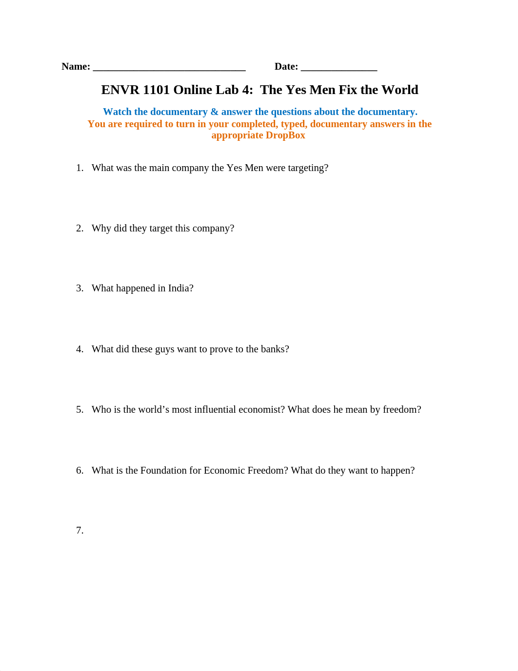 ENVR 1101 Lab 4 Instructions & Question Set for Yes Men Fix The World.docx_deajzlxyurf_page1