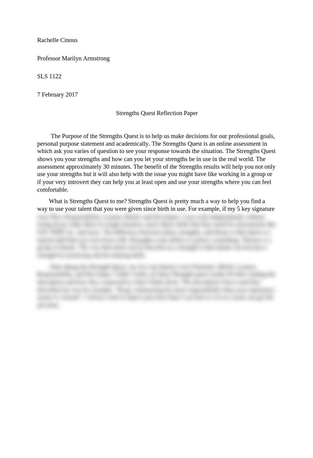 Rachelle Cinous Strengths Quest Reflection Paper.docx_deatpnttaoz_page1