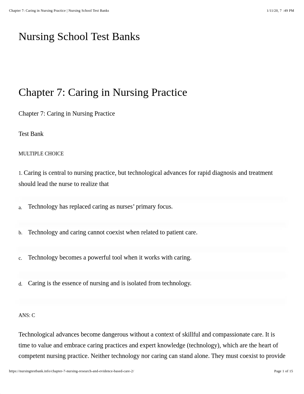 Chapter 7: Caring in Nursing Practice | Nursing School Test Banks.pdf_debvq374ktn_page1