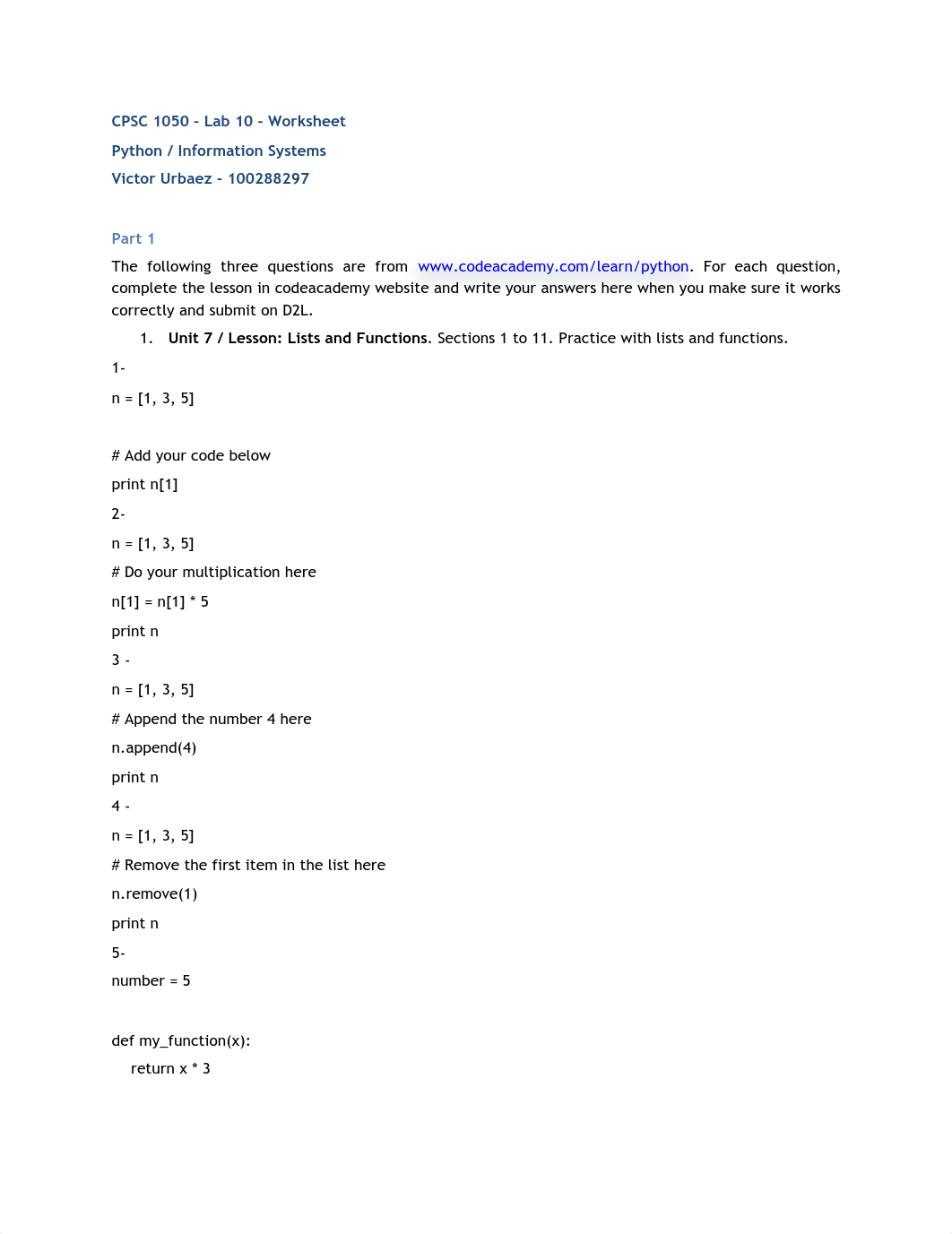 CPSC 1050 - Lab 10 - Worksheet_Victor Urbaez - 100288297_debzptvd78j_page1