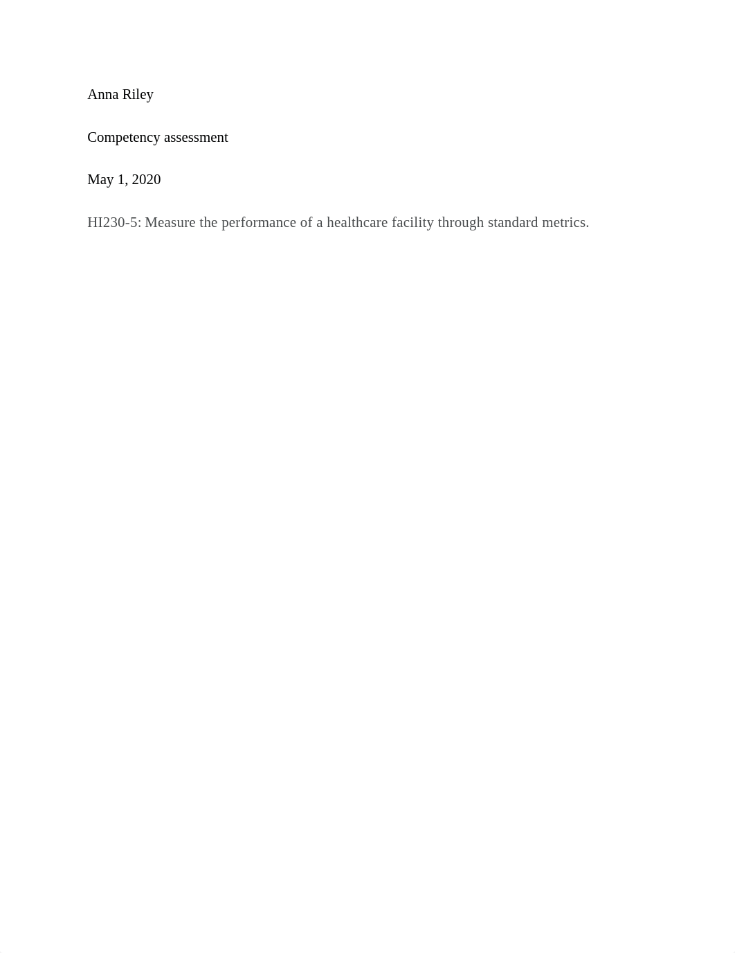 HI230-5  Measure the performance of a healthcare facility through standard metrics^.docx_dec259gmqo1_page1