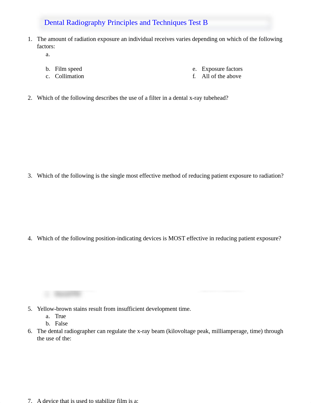 100 Dental Radiography Principles and Techniques Test B.docx_decgo2x4xpo_page1