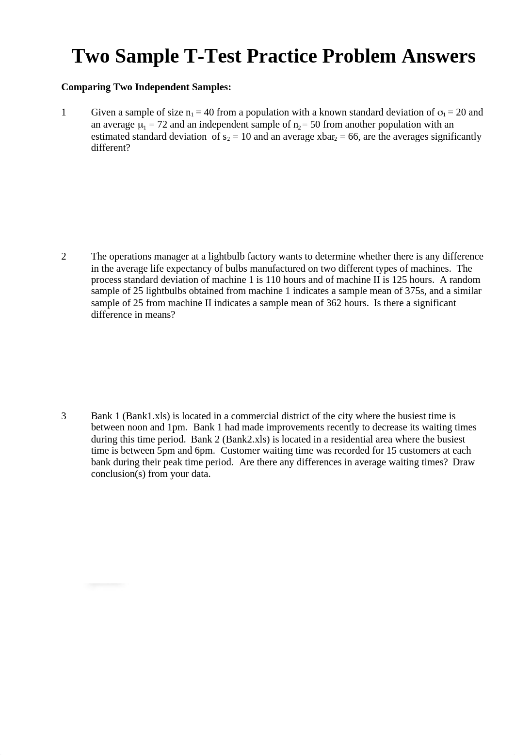 Two Sample T-Test Practice Problems Answers - Assignment_decii17jcgn_page1