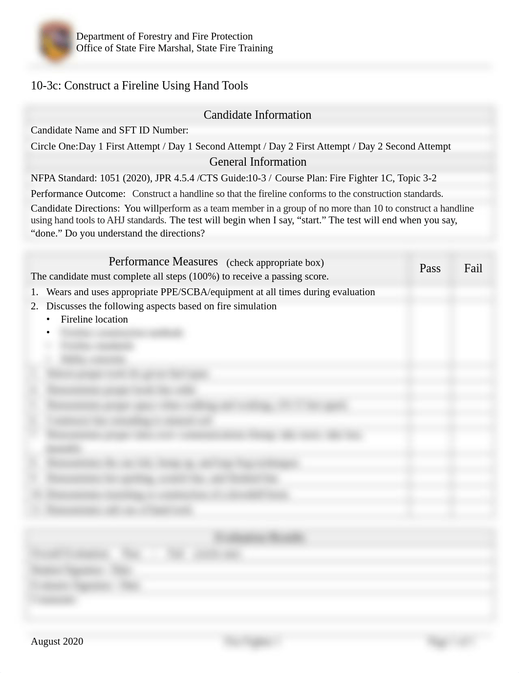 FF1C - Skill Sheet - 10-3c - Construct a Fireline Using Hand Tools - (NFPA 1051 Update) - (2020.02.1_decnfhkq0ny_page1