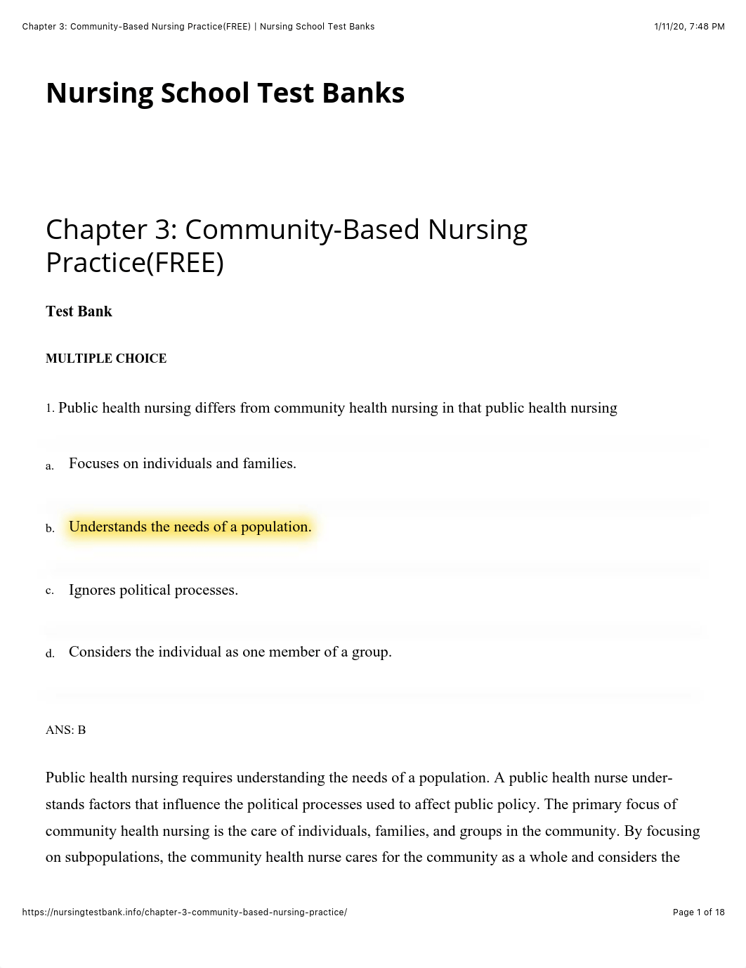 Chapter 3: Community-Based Nursing Practice(FREE) | Nursing School Test Banks.pdf_dedn5awwuxe_page1