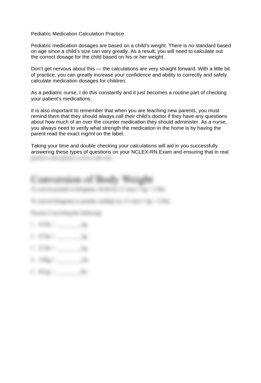 S20 N296 Pediatric Medication Calculation Practice.docx_dedq0zzdgwx_page1