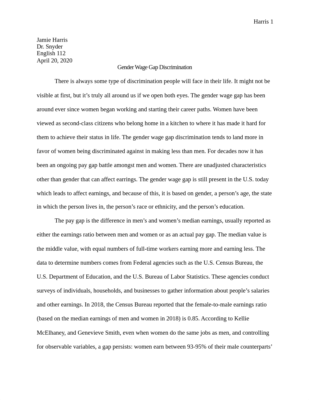 Jamie Harris Gender Wage Gap  Research Paper.docx_dedxaajvmxk_page1