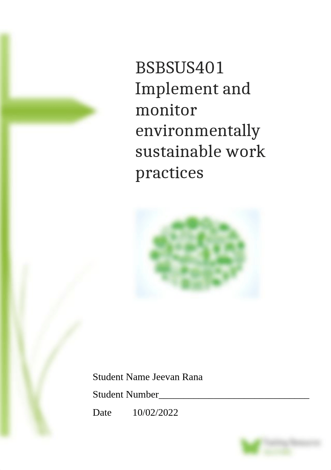 Implement and monitor environmentally sustainable work practices BSBSUS401 - Written Assessment new._deeo9liymtv_page1