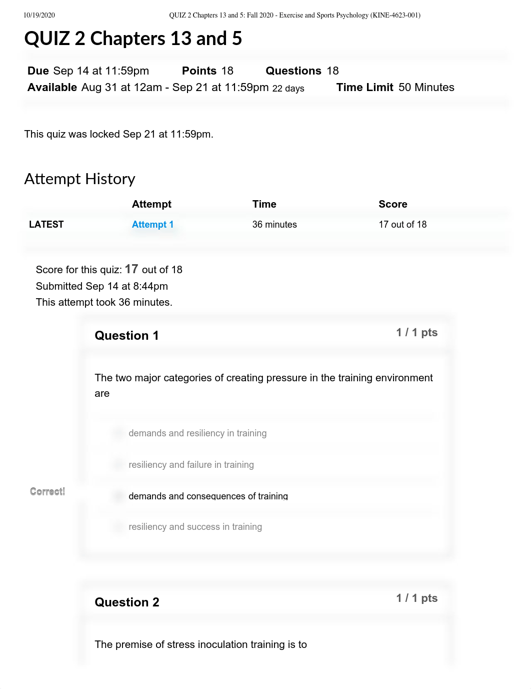 QUIZ 2 Chapters 13 and 5_ Fall 2020 - Exercise and Sports Psychology (KINE-4623-001).pdf_deeyu6uggfh_page1